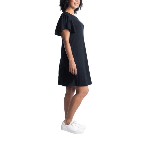 NWT Ecothreads Women's Flutter Sleeve Ribbed Sundress Black Size XS $60 8D048 - Picture 3 of 5